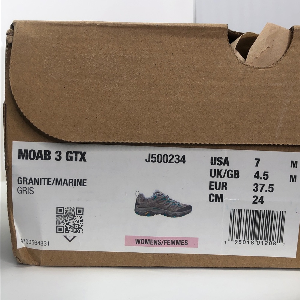 Merrell Moab 3 GTX Gore Tex Granite Women’s Waterproof Hiking Shoes - Size 7 - Picture 2 of 8